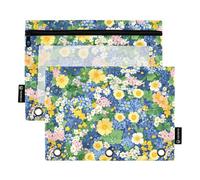 Beauty Spring Flowers Oregon Grape 3 anelli raccoglitore matita sacchetto con cerniera 2 pezzi riciclato borsa cosmetica casa viaggio carte di stoccaggio contenitore