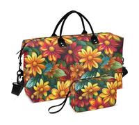 Beauty Spring Flowers Red and Yellow Daisies Personal Item Travel Bag Pernottamento Carry On Tote e Bagagli Palestra Tote Bag con Cinghia Regolabile per Viaggi Pieghevole Bolsa de Gym para Mujer