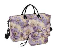 Beauty Spring Flowers South Dakota Pasque Flower Large Travel Duffel Bagaglio Pernottamento Borsa Tote Bag con Toiletry Bag per Sport 2 Pcs Set bolsas para viajar en Avion de Mujer