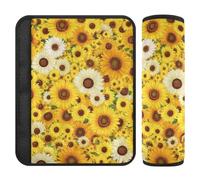 Beauty Spring Flowers Sunflowe - Confezione da 2 tracolle per cintura di sicurezza per fermare il taglio del collo, copertura per cintura auto per aerei