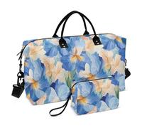 Beauty Spring Iris Fiori Blu Decorativo Bagagli Borsa Da Viaggio Borsa Da Palestra con Cinghia Regolabile per Sport Multifunzionale Bolsa de para Hombre