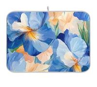 Beauty Spring Iris Flowers Blu Assorbente Stuoia Cucina Piatto Lavastoviglie Asciugatrice Stuoia Stendibiancheria Tappetino Jumbo 18 x 24