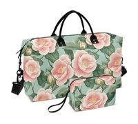 Beauty Spring Pink Flowers Pernottamento Viaggio Duffel Bag Carry On Shoulder Weekend Tote Allenamento Borsa con Toiletry Bag per Viaggi di Lavoro Multifunzionale Bolsa para Palestra para Mujer