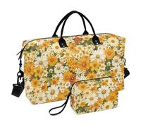Beauty Spring Yellow Daisy Duffel Bags Weekender Pernottamento Bag Gym Tote Bag con Toiletry Bag per Viaggi di Lavoro Pieghevole Bolsa de para Mujer