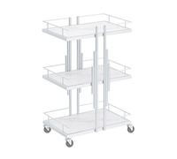 Beauty Trolley - Carrello portaoggetti a 3 livelli con ripiani in finto marmo per salone, casa e hotel, elegante carrello multiuso