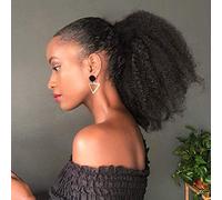 beauty youth Coda di cavallo afro con coulisse, chignon per donne nere, densità 150%, densità 10A, brasiliano, vergine, afro, ricci, con clip, extension per coda di cavallo, 130 g, colore naturale, 30