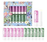 Beauty4Britain Set di 12 Balsami Labbra di Lusso Bouquet 12 Profumazioni Diverse Unisex Protegge & Ripara Idrata Arricchito con Cera d'Api, Olio di Cocco, Burro di Karité, Vitamina E & Aloe Vera