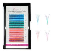 Beauty7 Extension Ciglia a Ventaglio Colorate D+ Curl 0.07mm Easy Fan Lashes Lunghezza Mista 12mm 14mm 16mm Colore Gradiente Ciglia Arcobaleno Ciglia Finte Visone