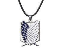 BEAUTYBIGBANG Collana con ciondolo a forma di personaggio Shingeki No Kyojin, con scritta "L'attacco dei giganti", per cosplay, unisex, per adulti, Corallo