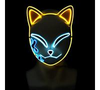 BEAUTYBIGBANG Maschera per Halloween Demon Slayer Maschera LED Fox Maschera Cosplay Anime Giapponese Demon Slayer Anime Fotografia Giocattolo di Puntelli LED Maschera di Halloween (Giallo)