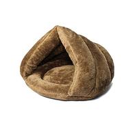 Beautyhe Cuccia Semi-Chiusa per Cane e Gatto - Antiscivolo, Leggera, Morbida, Calda - Lettino in Cottone per Animali Piccoli e Medi - Camel, Small