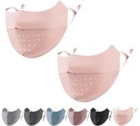 Beautyhis Maschera protettiva solare UPF50+, in seta di ghiaccio, non lascia segni, con fori di ventilazione, protezione solare, mascherina per il viso (2 pezzi, taglia unica)