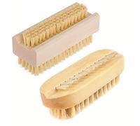 Beautyours 3.75'' Wooden Hand &Nail Brush 2PCS Set Natural Bristle SPA Dual Surface Two-Sided by Beautyours