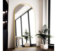 BEAUTYPEAK Arco - Specchio per tutto il corpo, 180 x 76 cm, curvo, grande a lunghezza intera, montato a parete, appoggiato, a corpo intero come spogliatoio, specchio per la vanità del soggiorno, nero