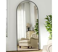 BEAUTYPEAK Bogen - Specchio da appoggio per tutto il corpo, 181 x 63 cm, curvo, grande, a lunghezza intera, montato a parete, appoggiato, a corpo intero come spogliatoio, specchio per la vanità del
