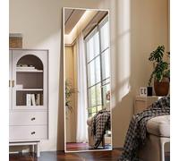 BEAUTYPEAK Specchio intero 150 x 40 cm, specchio da pavimento e specchio da parete con telaio in alluminio, vetro Shatterproof per riflessi senza distorsioni, bianco