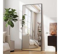 BEAUTYPEAK Specchio intero infrangibile 60 x 165 cm, specchio da terra sospeso o appoggiato al muro, grande specchio da terra con supporto per camera da letto, soggiorno o guardaroba, nero