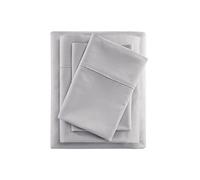 Beautyrest BR BR20-0994 - Set di lenzuola in misto cotone rinfrescante, con tasca profonda 40 cm, per tutte le stagioni, morbido set di biancheria da letto, con federa coordinata, grigio, 4 pezzi