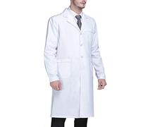 Beautyshow Bianco da Laboratorio, Camice da Laboratorio Medico Lavoro Gli Infermieri Camice da Laboratorio a Maniche Lunghe Abbigliamento Medico per Uomini White Lab Coat