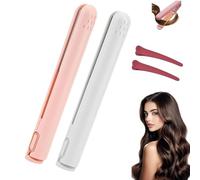Beautyskinusa Dual Glam Purpose Curling Iron, Dualglam Mini Dual-Purpose Curling Iron, Portable Rechargeable 2 in 1 Travel Curling Wand Hair Straightene (2PCS-E)