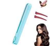 Beautyskinusa Dual Glam Purpose Curling Iron, Dualglam Mini Dual-Purpose Curling Iron, Portable Rechargeable 2 in 1 Travel Curling Wand Hair Straightene (Blue)