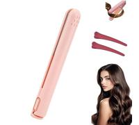 Beautyskinusa Dual Glam Purpose Curling Iron, Dualglam Mini Dual-Purpose Curling Iron, Portable Rechargeable 2 in 1 Travel Curling Wand Hair Straightene (Pink)