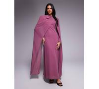 Beauut - Vestito lungo rosa in chiffon con mantella avvolgente-Viola 10