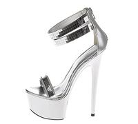 BeAUZQ 18CM Tacchi a Spillo Sandali con Plateau Sexy Pole Dancing Tacchi Alti Stripper Club Pumps Wedding Party Dinner Scarpe da Sposa,Argento,45 EU