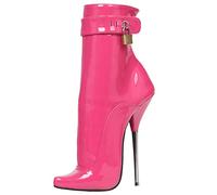 BeAUZQ 7 Pollici Balletto Punta a Punta Tacco Alto Lucchetto Stivaletto Fetish Tacchi Alti Unisex Uomo Donna Pompe Sexy spogliarellista Club Pole Dance Scarpe,Rosa,42
