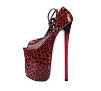 BeAUZQ Décolleté in Pelle Artificiale con Plateau da 22 cm con Tacchi altissimi da Donna Scarpe da Festa di Nozze Sexy Adatte per Ufficio, Festa, appuntamento, Ballo di fine Anno, Discoteca,Rosso,41