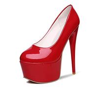 BeAUZQ Sandali con Plateau con Tacco a Spillo e Punta Tonda da Donna Décolleté con Plateau Sexy Stripper Club Pole Dancing Party Dress Tacco Alto Taglia 34-48,Rosso,48