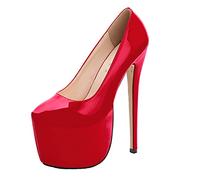 BeAUZQ Tacchi Alti da Donna 18 cm Piattaforma Tacchi a Spillo Tacchi Alti Décolleté Abito da Festa di Moda Scarpe da Ballo di Nozze Sexy Spogliarellista Tacchi Alti Taglie Forti Unisex,Rosso,43 EU