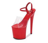 BeAUZQ Tacco Alto da Donna 20 cm Tacchi Alti Sexy Spogliarellista Performance sul palco Pole Dance Tacchi Alti Discoteca Party Dance Tacchi Alti Taglie Forti Unisex,Rosso,38 EU