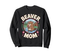 Beaver Mom Pun Beaver Eurasiatico carino Beaver Roditore per le donne Felpa