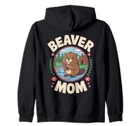 Beaver Mom Pun Beaver Eurasiatico carino Beaver Roditore per le donne Felpa con Cappuccio