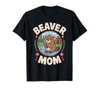 Beaver Mom Pun Beaver Eurasiatico carino Beaver Roditore per le donne Maglietta