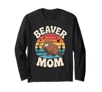 Beaver Mom Retro Semiaquatico Roditori Castoro Roditore per Donna Maglia a Manica