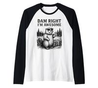 Beaver Pun Joke Grafica Vintage Animale Umorismo Impressionante Maglia con Maniche Raglan