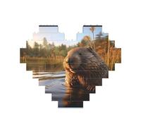 Beaver working2 Stampa Building Block Puzzle a forma di cuore Mattoni Puzzle 3D Jigsaw DIY Home Decor