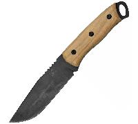Beavercraft BSH4 Coltello Bushcraft in Acciaio al Carbonio Dusk con Lama Blu, Manico in Noce e Foder