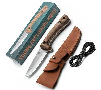 Beavercraft Coltello Bushcraft per Bambini in Acciaio al Carbonio con Lama Blu e Fodero in Pelle