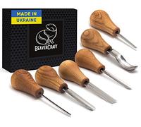 BeaverCraft Kit di Sgorbie per Intaglio su Legno SC05 - Set di Scalpelli con Sgorbia a Palma, Scalpello Piatto, Sgorbia Curva e a V - Coltelli da Intaglio - Strumenti per Principianti e Professionisti