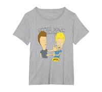 Beavis And Butt-Head Calm Down Maglietta, Donna Plus-Size, Grigio Melange, 1X