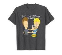 Beavis And Butt-Head Calm Down Maglietta, Uomo, Grigio Scuro, 6XL