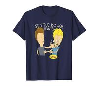 Beavis And Butt-Head Calm Down Maglietta, Uomo, Navy, XL