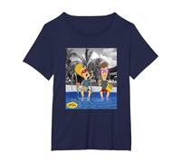 Beavis And Butt-Head Lounging By The Pool Portrait Maglietta, Donna Plus-Size, Navy, 5X