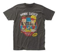 Beavis & Butt Head Mens Work Sucks Fitted Jersey T Shirt Grey XXL