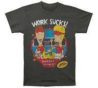 Beavis Butthead Work Sucks Fashion T-Shirt Mens Black Tee Shirt Black L