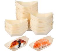 Beavorty 100 Pezzi Barchetta di Legno Usa e Getta per Sushi e Snack in Forma di Barca, Sicura per Alimenti, Decorativa per Feste e Picnic