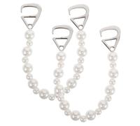 Beavorty 2 Pezzi accessori per fiori di scarpe catenella per pantaloni catene di perle per le donne catena di perle per borsa spille per scarpe Lega di zinco bianca
